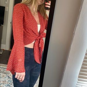 Urban outfitters tie front stars crop top